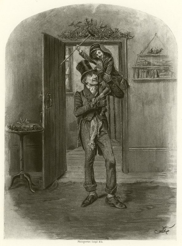 Bob Cratchit en Tiny Tim door Frederick Barnard