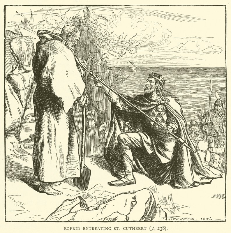 Egfrid smeekt St. Cuthbert door Frederick Henry Townsend