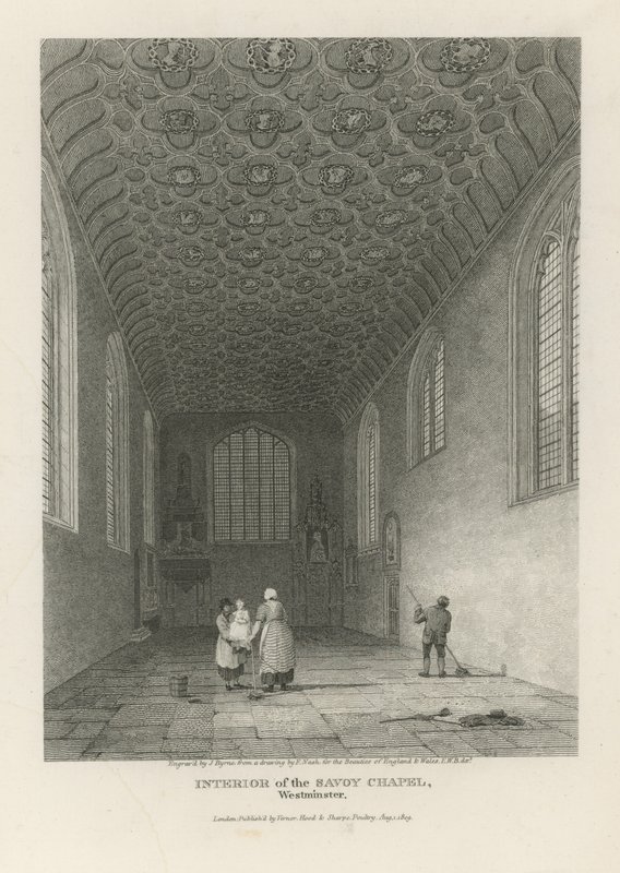 Interieur van de Savoy Chapel door Frederick Nash