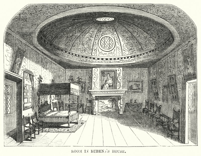 Kamer in het huis van Rubens (gravure) door Frederick William Fairholt