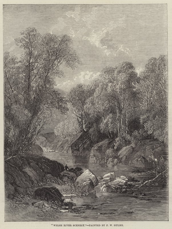 Welsh rivierlandschap door Frederick William Hulme