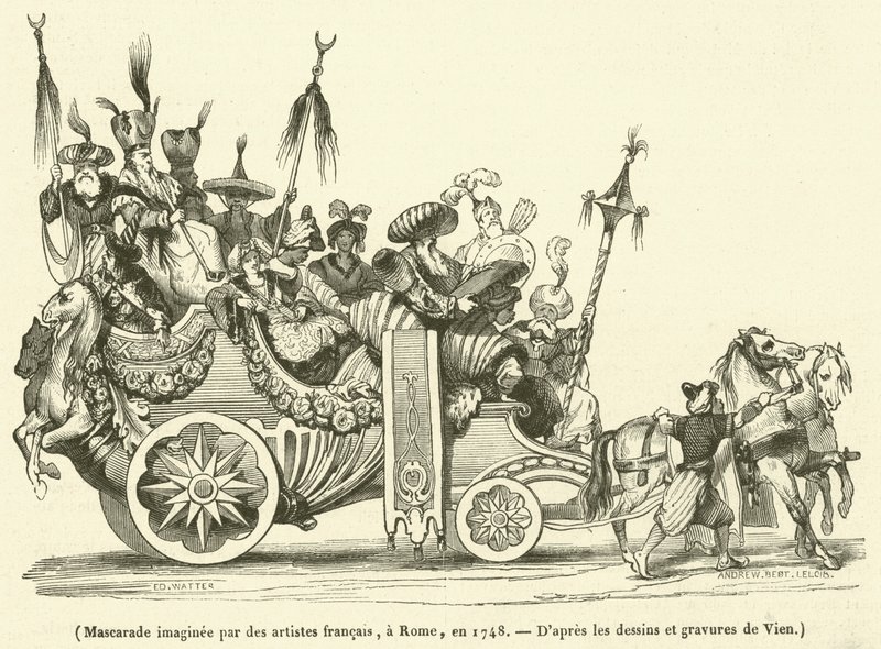 Mascarade bedacht door Franse kunstenaars, in Rome, in 1748 door French School
