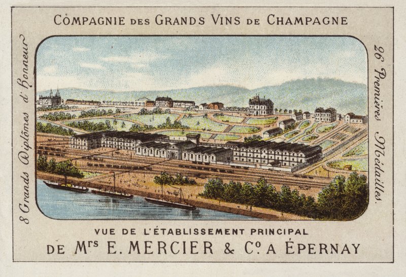 Hoofdvestiging van E Mercier und Co, Champagneproducenten, Epernay, Frankrijk door French School