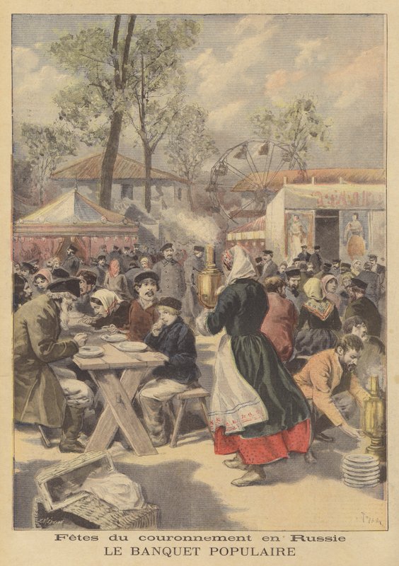 Openbaar feest ter viering van de kroning van tsaar Nicolaas II van Rusland door French School