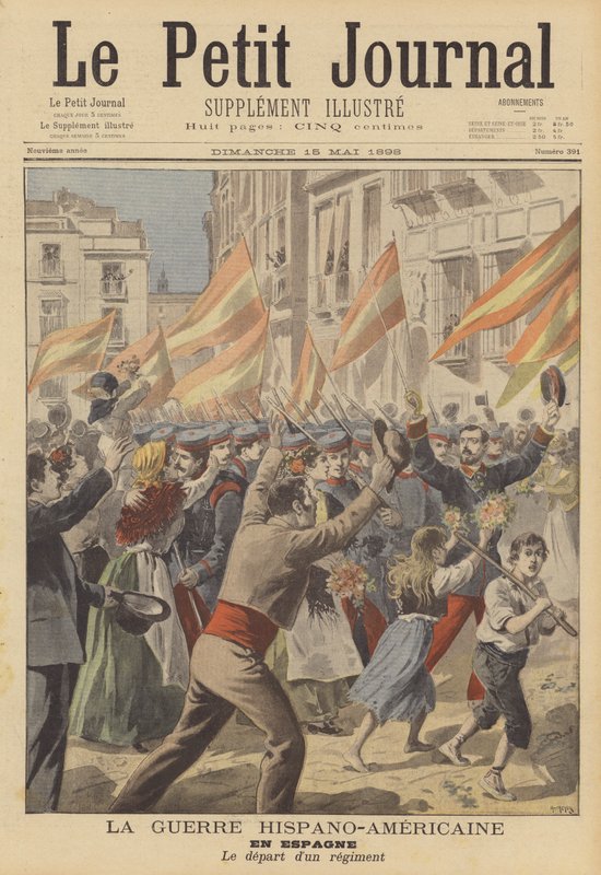 De Spaans-Amerikaanse Oorlog: een Spaans regiment vertrekt naar de oorlog door French School