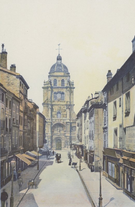 Bourg, Straat en Notre-Damekerk door French Photographer