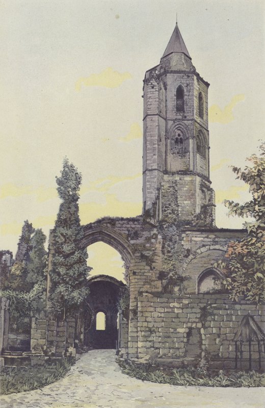 La Sauve, Oude abdij, klokkentoren van de kerk door French Photographer