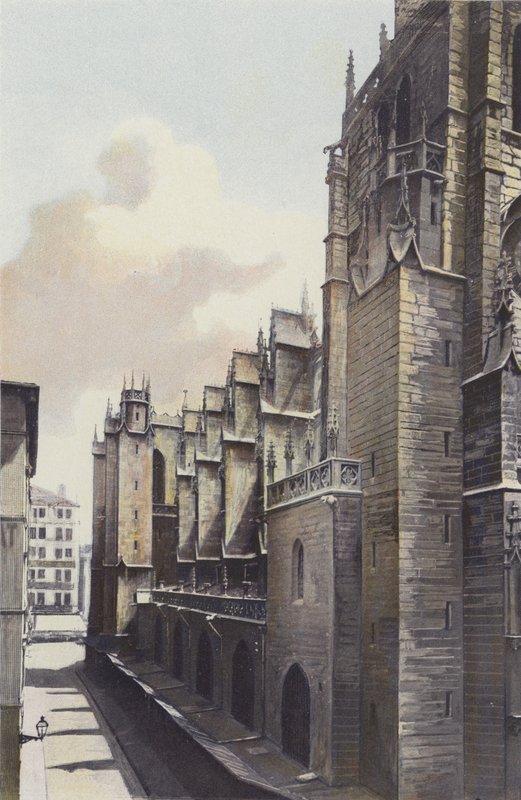 Lyon, St-Nizierkerk, Noordelijke zijgevel door French Photographer