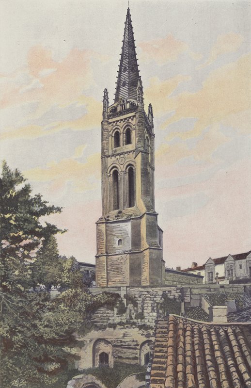 Saint-Émilion, Klokkentoren boven de monolithische kerk door French Photographer