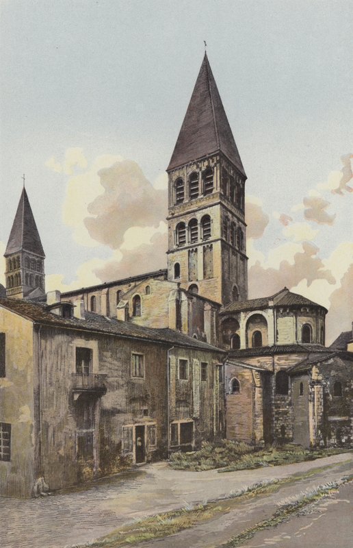 Tournus, Kerk, toren en apsis door French Photographer