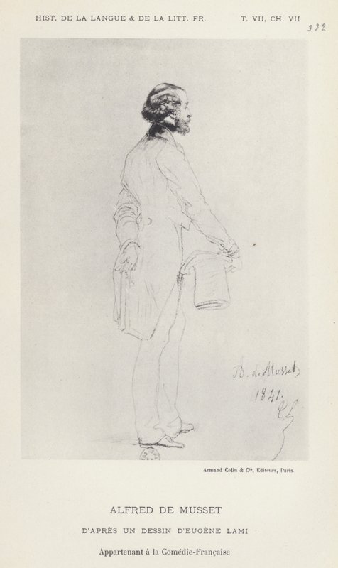 Alfred De Musset (litho) door French School