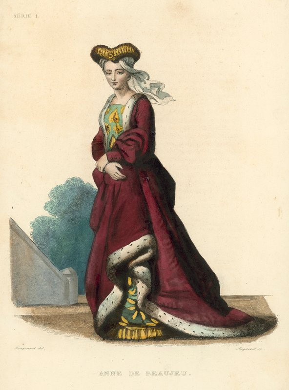 Anne de Beaujeu (gekleurde gravure) door French School