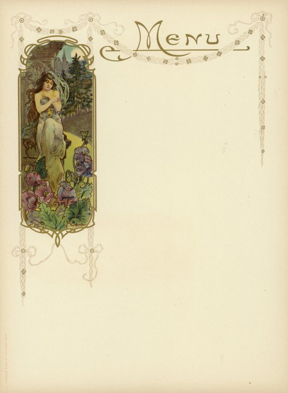 Art Nouveau ontwerp voor een menu door French School