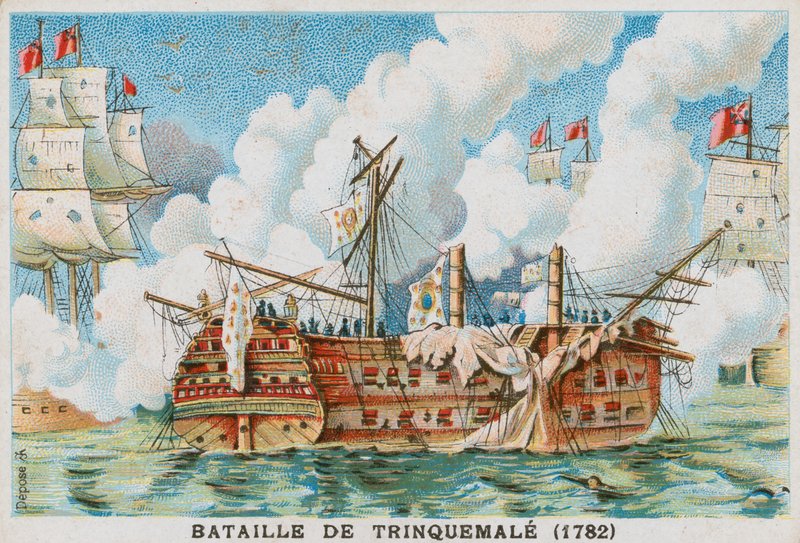 Slag bij Trincomalee, 1782 door French School