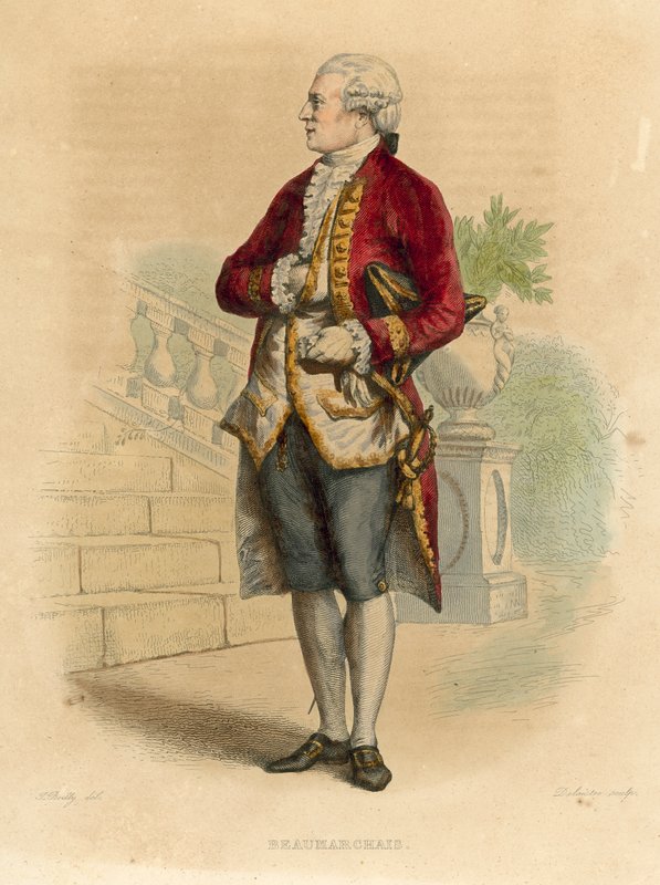 Beaumarchais (gekleurde gravure) door French School