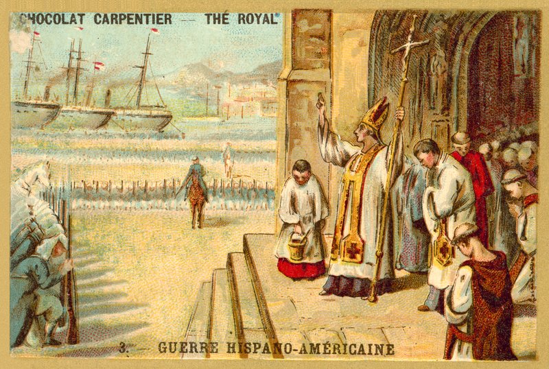 Bisschop zegent troepen, Spaans-Amerikaanse Oorlog door French School