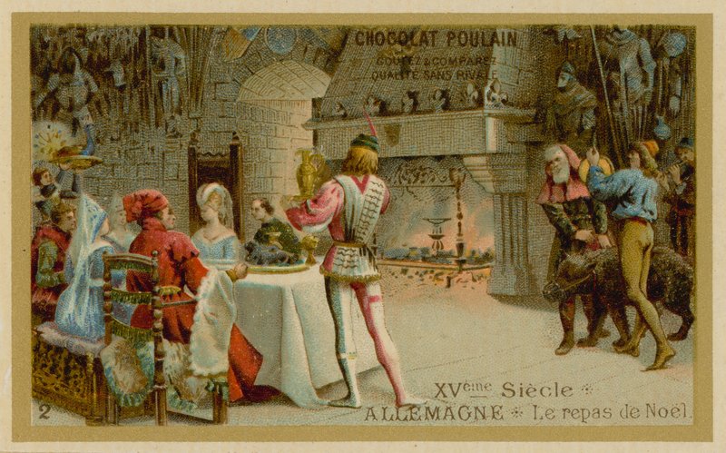 Kerstmaal in 15e-eeuws Duitsland door French School