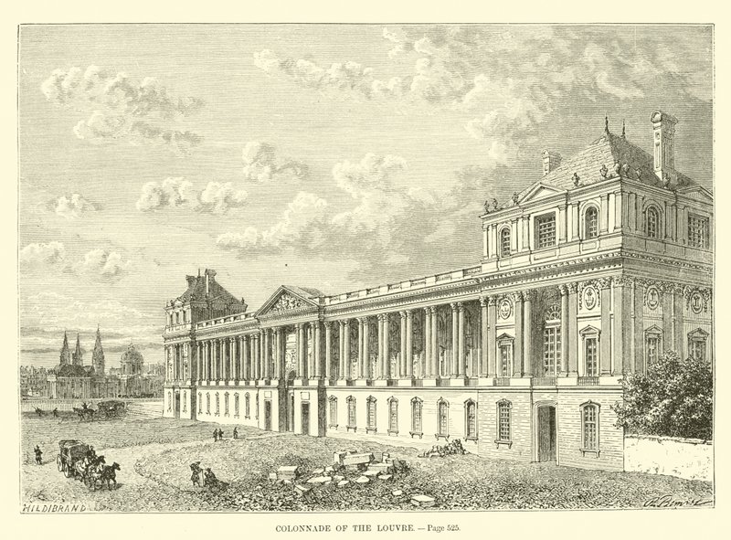 Colonnade van het Louvre door French School