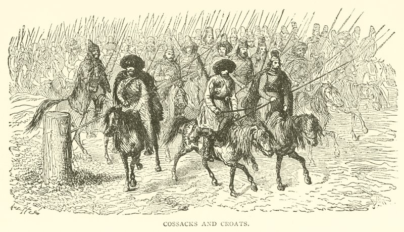 Kozakken en Kroaten (gravure) door French School