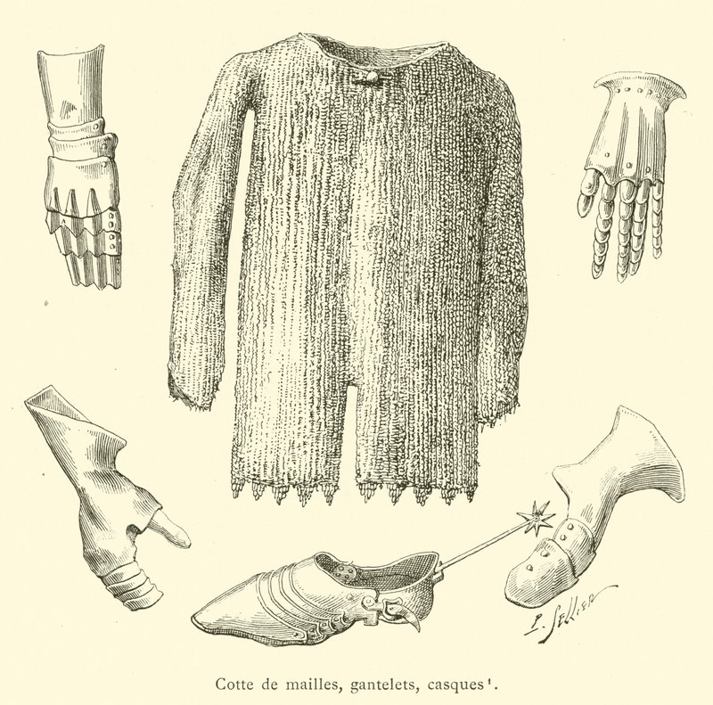 Cotte de mailles, gantelets, casques door French School