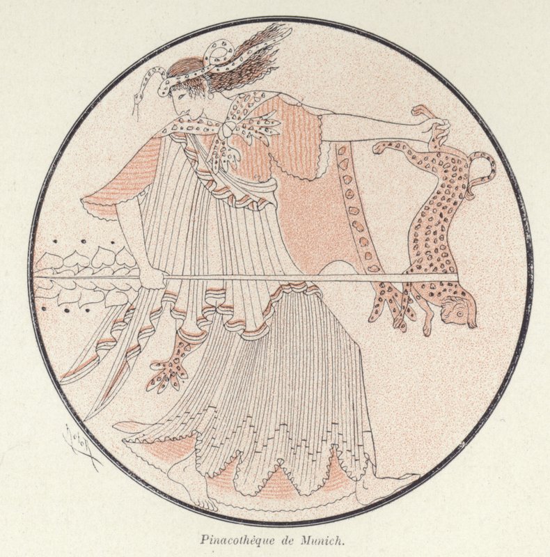 Detail van Griekse aardewerk (kleur litho) door French School