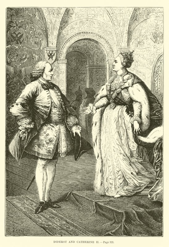 Diderot en Catharina II door French School