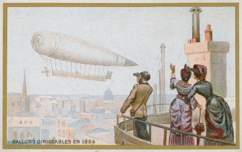 Luchtschip in 1884 door French School