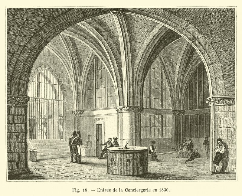 Ingang van de Conciergerie in 1830 door French School