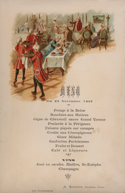 Frans menu voor een diner door French School
