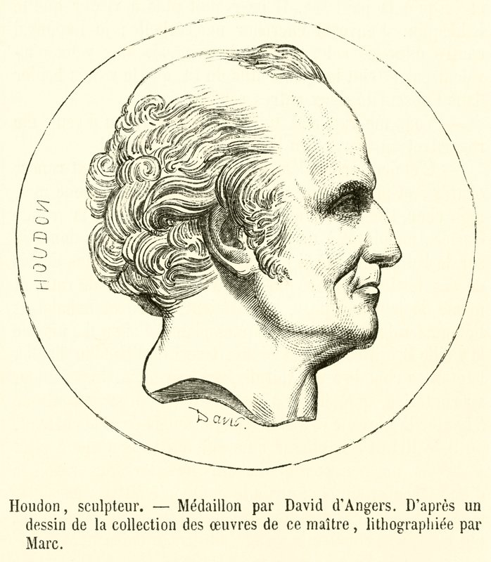 Houdon, beeldhouwer (gravure) door French School