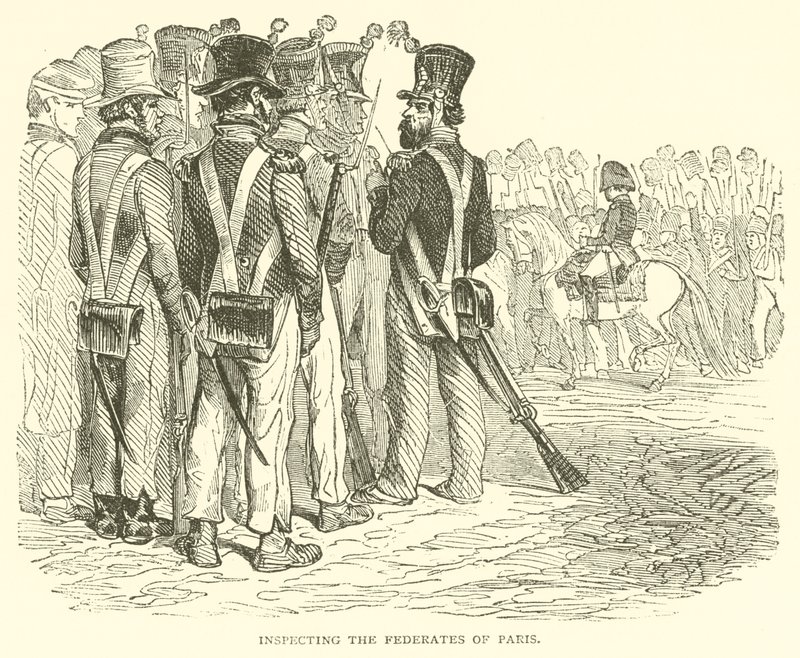 Inspectie van de Federates van Parijs (gravure) door French School
