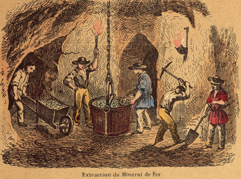 Ijzer (gekleurde gravure) door French School