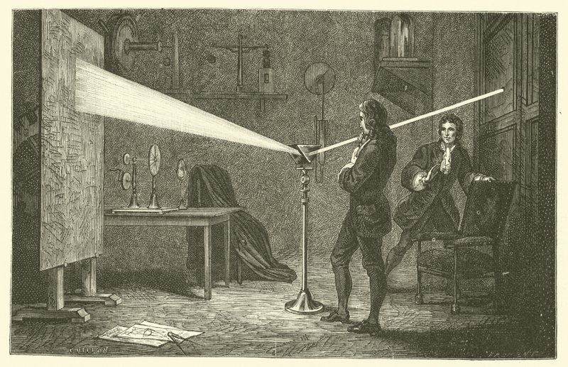 Isaac Newton breekt licht af door French School
