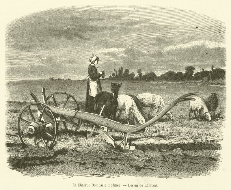 De gewijzigde Dombasle ploeg (gravure) door French School