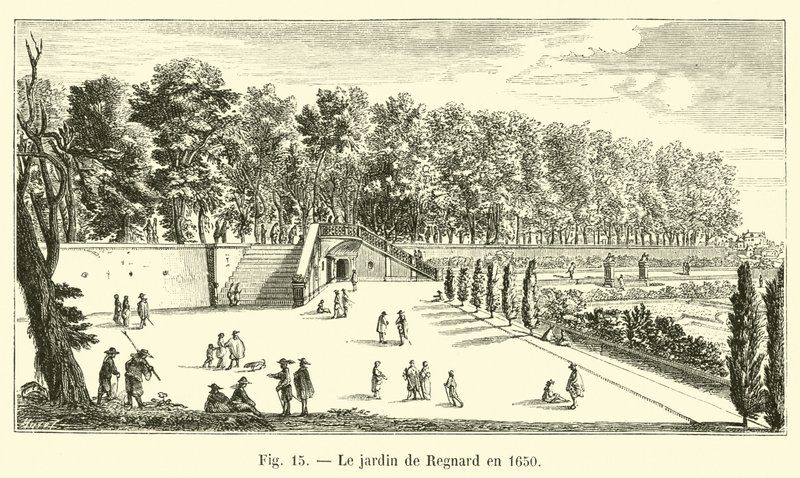 De tuin van Regnard in 1650 door French School