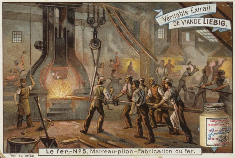 Liebig-kaart met de ijzerindustrie door French School
