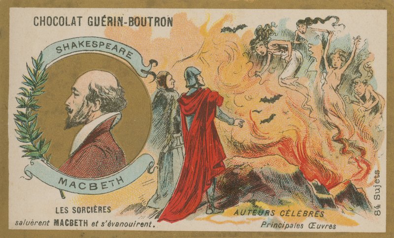 Macbeth, Chocolat Guerin-Boutron handelskaart door French School