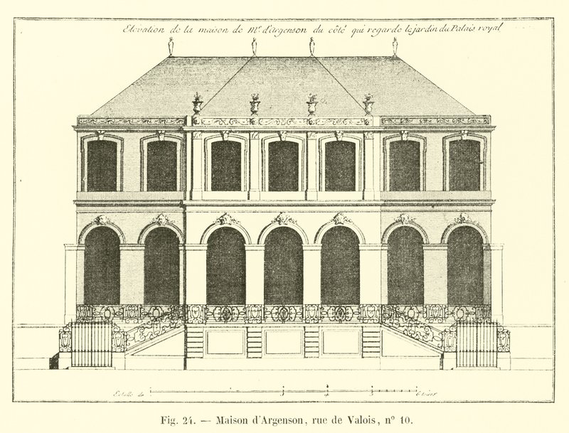Huis van Argenson, rue de Valois, nr. 10 door French School