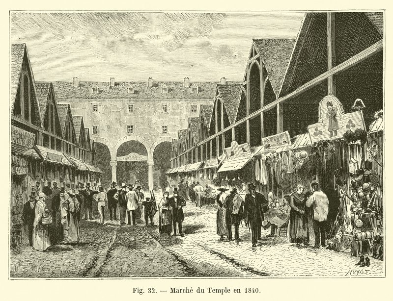 Markt van de Tempel in 1840 door French School