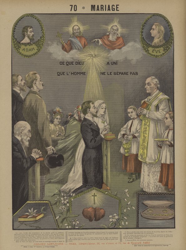 Huwelijk (kleur litho) door French School