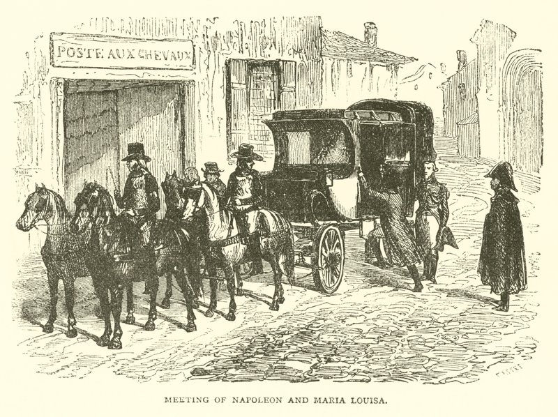 Ontmoeting van Napoleon en Maria Louisa (gravure) door French School