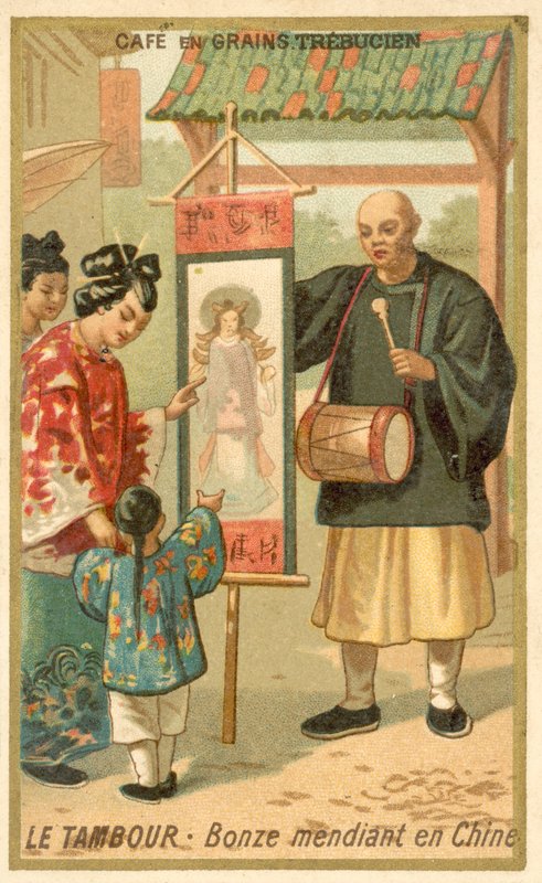 Bedelmonnik met een trommel, China door French School