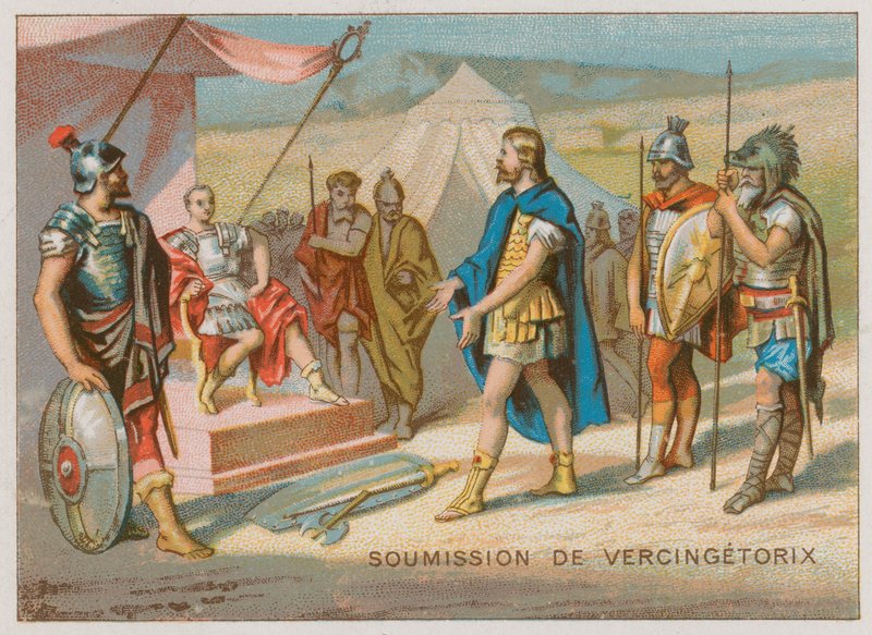 De overgave van Vercingetorix aan Caesar door French School