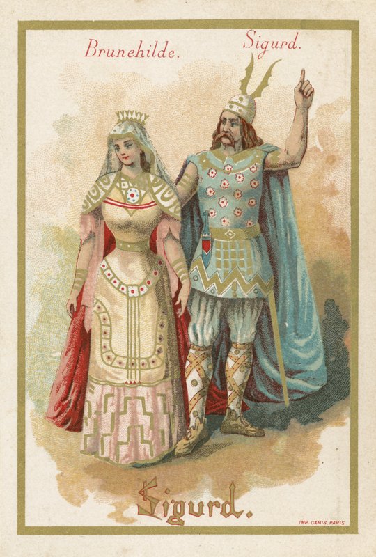 Handelskaart met Brunehilde en Sigurd door French School