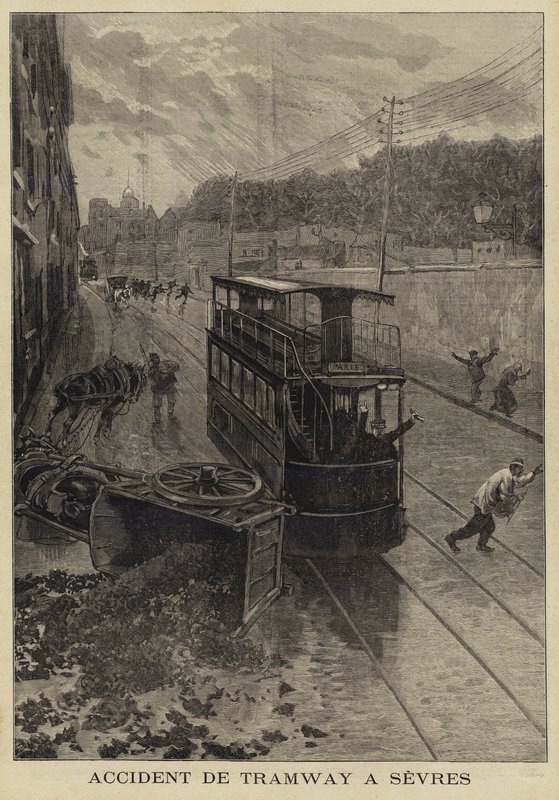 Tramongeluk in Sèvres, Frankrijk, 1897 door French School