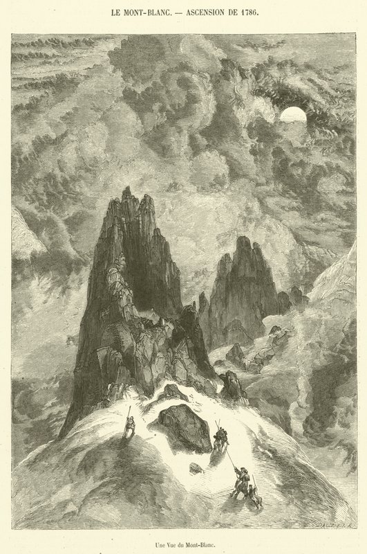 Een uitzicht op de Mont-Blanc (gravure) door French School