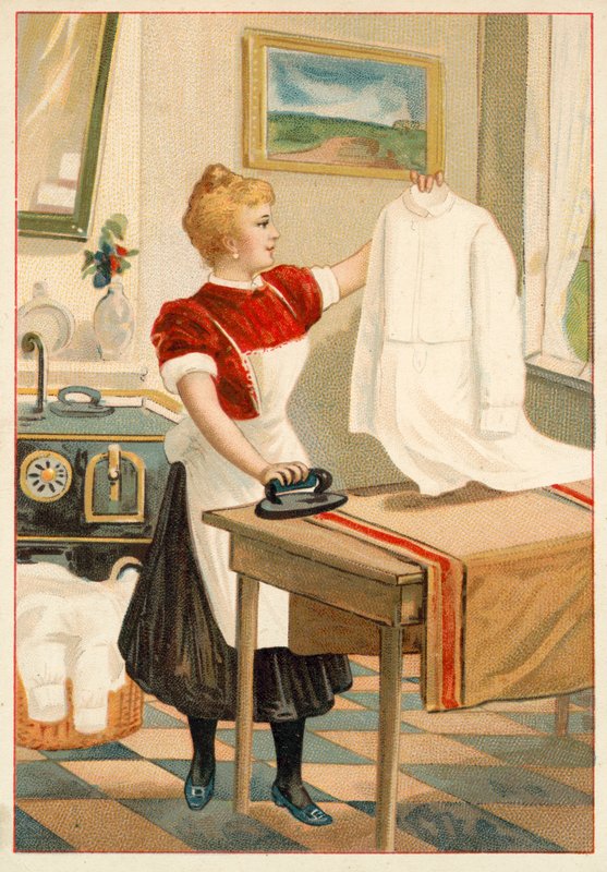 Vrouw strijkt door French School