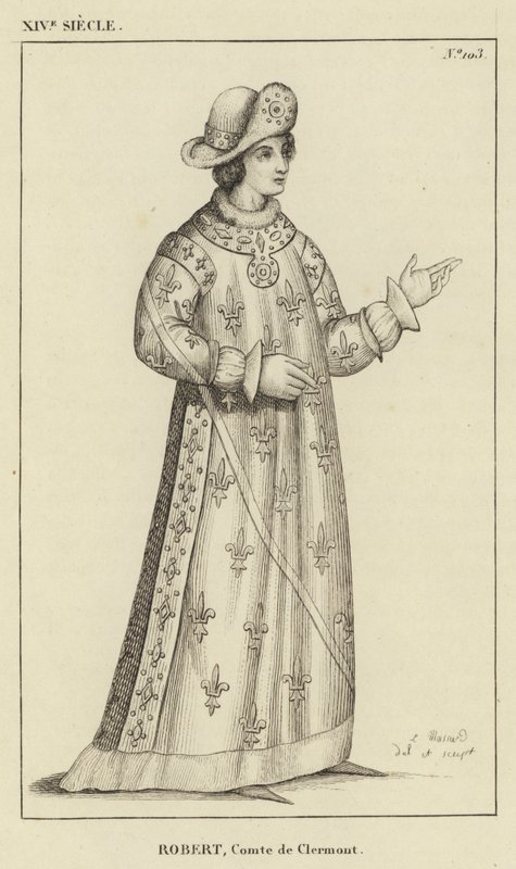 14e eeuw, Robert, Graaf van Clermont (gravure) door French School
