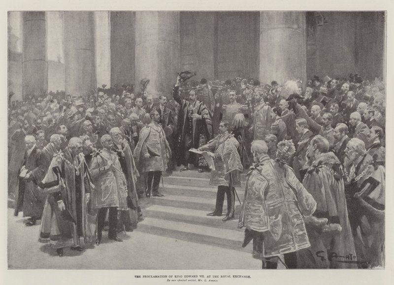 De Proclamatie van Koning Edward VII, bij de Royal Exchange door G.S. Amato