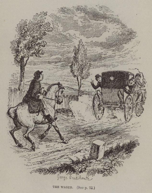 De weddenschap door George (after) Cruikshank